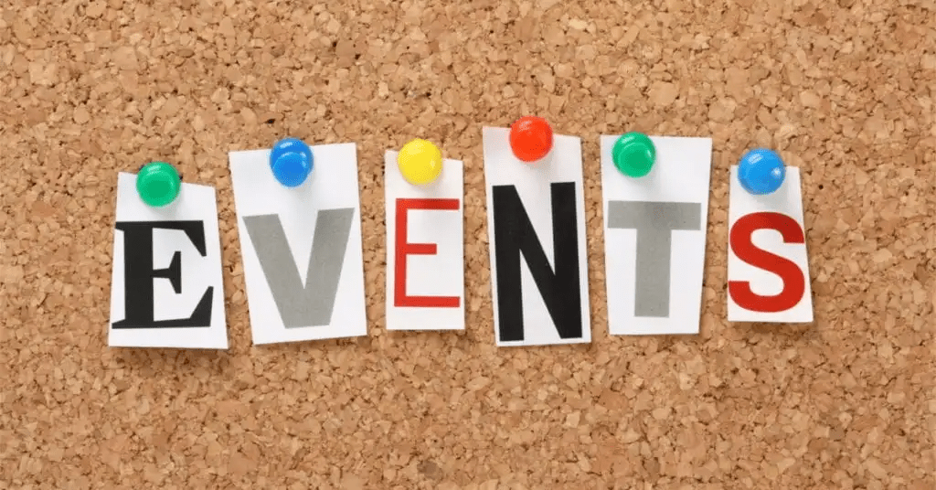 Afbeelding: Prikbord met EVENTS op geprikt