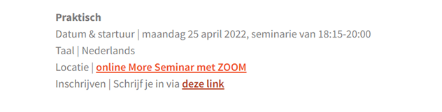 Inschrijven seminarie 